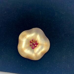 ALEXIS BITTAR Cream/Gold Colored Flower Lucite Pin